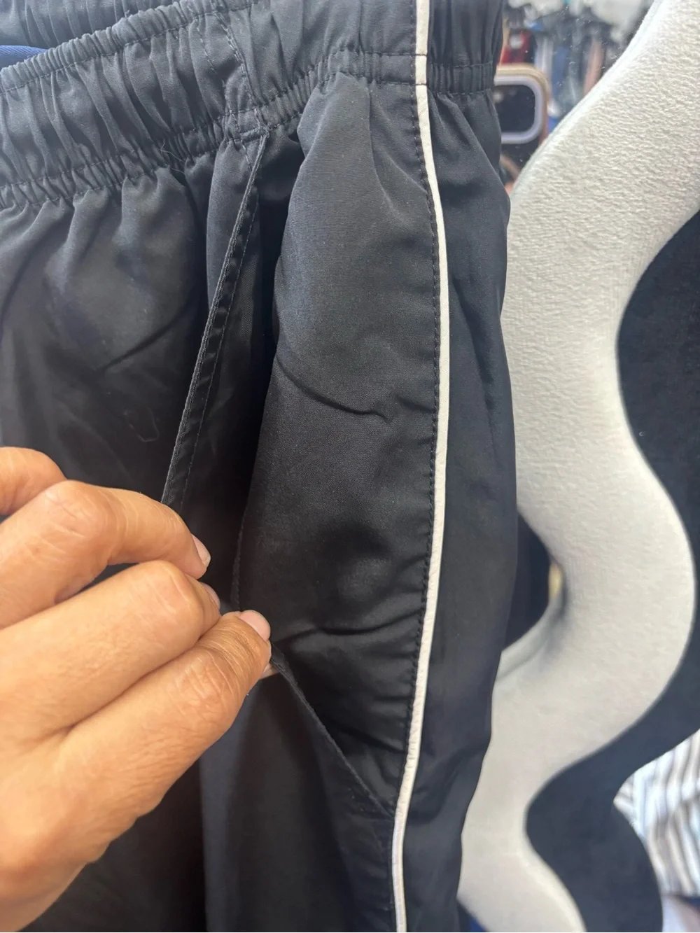 Y2K,Men's Black Jogger Track Pants with White Piping